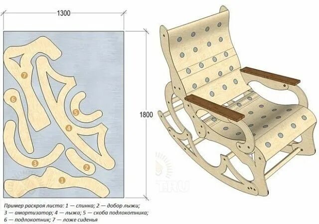 Качалка из фанеры своими руками чертежи Фотография Кресло-качалка, Кресло, Мебель из сплавной древесины