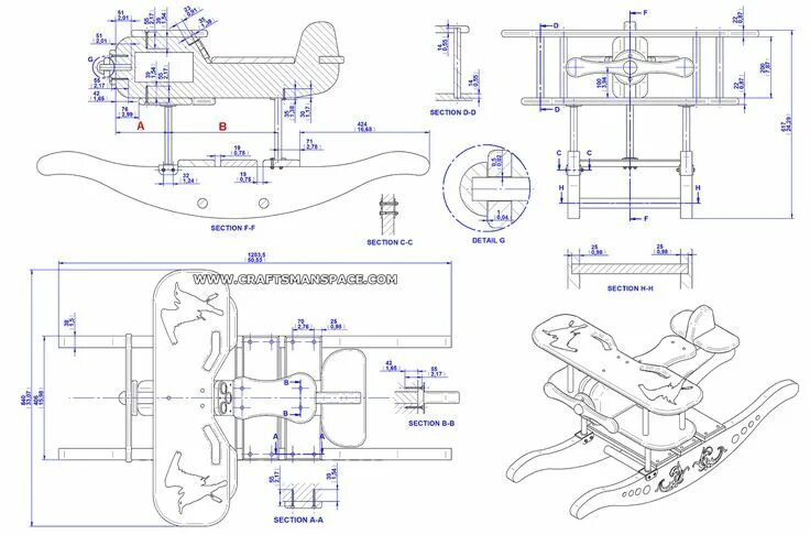 Качалка с чертежами своими руками joigoo.com Wooden toys plans, Airplane kids, Wood rocking horse