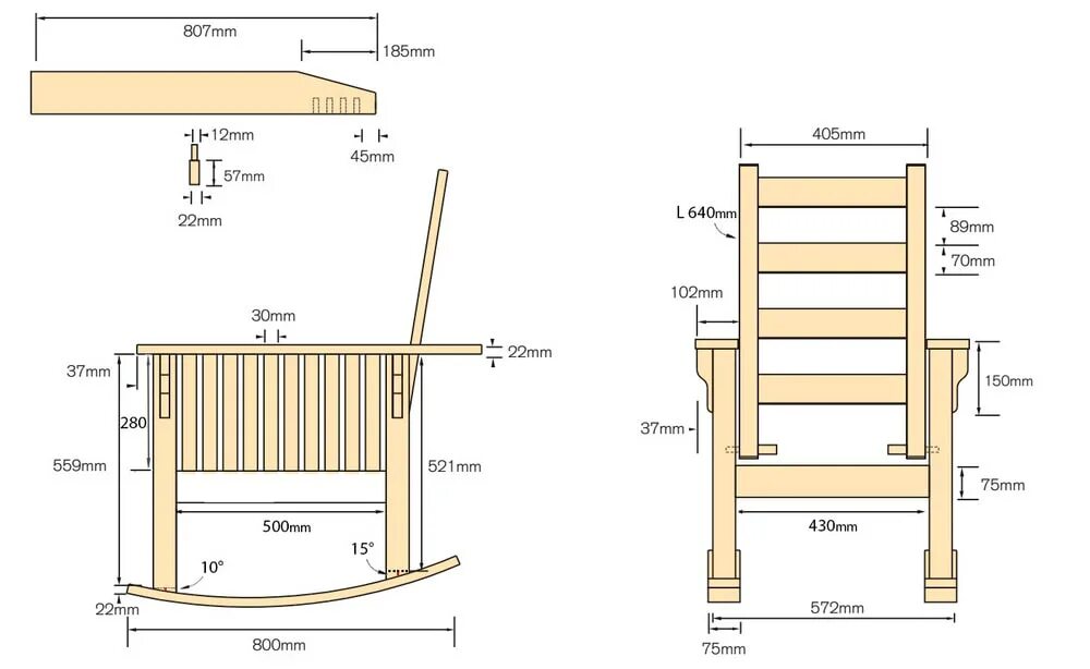 Качалка с чертежами своими руками Кресло-качалка своими руками - несколько доступных вариантов из дерева с чертежа