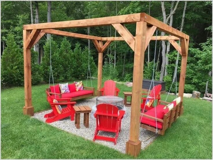 Качающаяся беседка своими руками Amazing Fire Pit Seating Ideas Fire pit pergola, Fire pit seating, Fire pit back