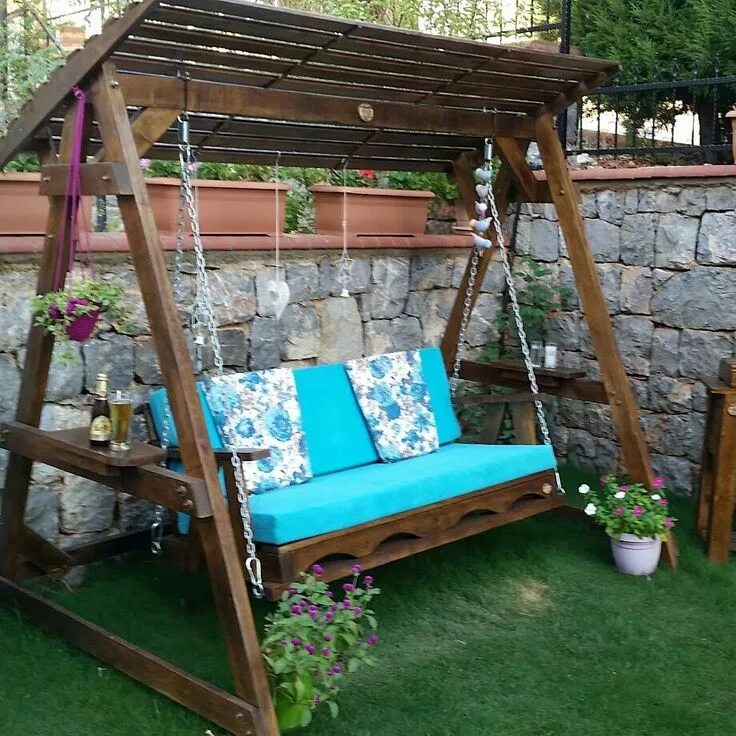 Качель садовая своими руками фото Porchswing Pallet furniture outdoor, Outdoor furniture plans, Diy outdoor furnit