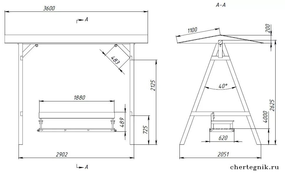 Качель своими руками чертеж Чертежи садовых качелей из металла