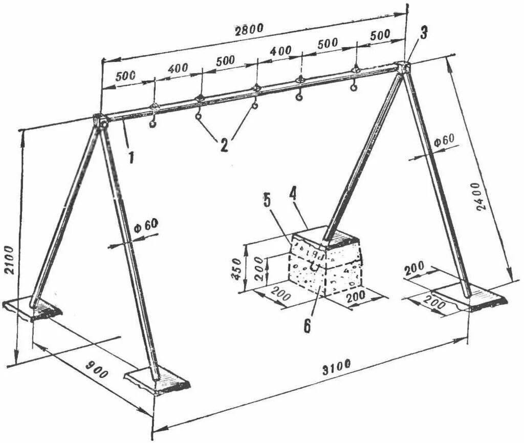 Качелей для дачи своими руками чертежи Swing frame for your garden yard