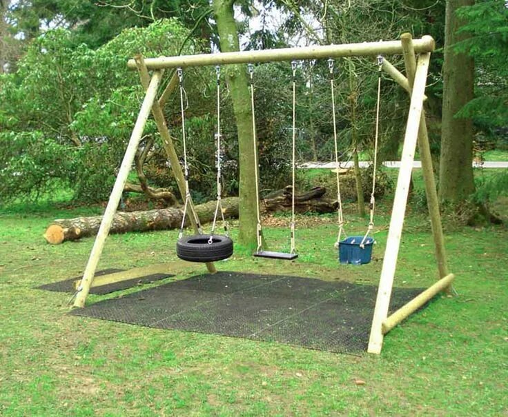 Качели детские для дачи своими руками Triple Swing Frame Wooden garden products from Caledonia Play Swing set diy, Kid