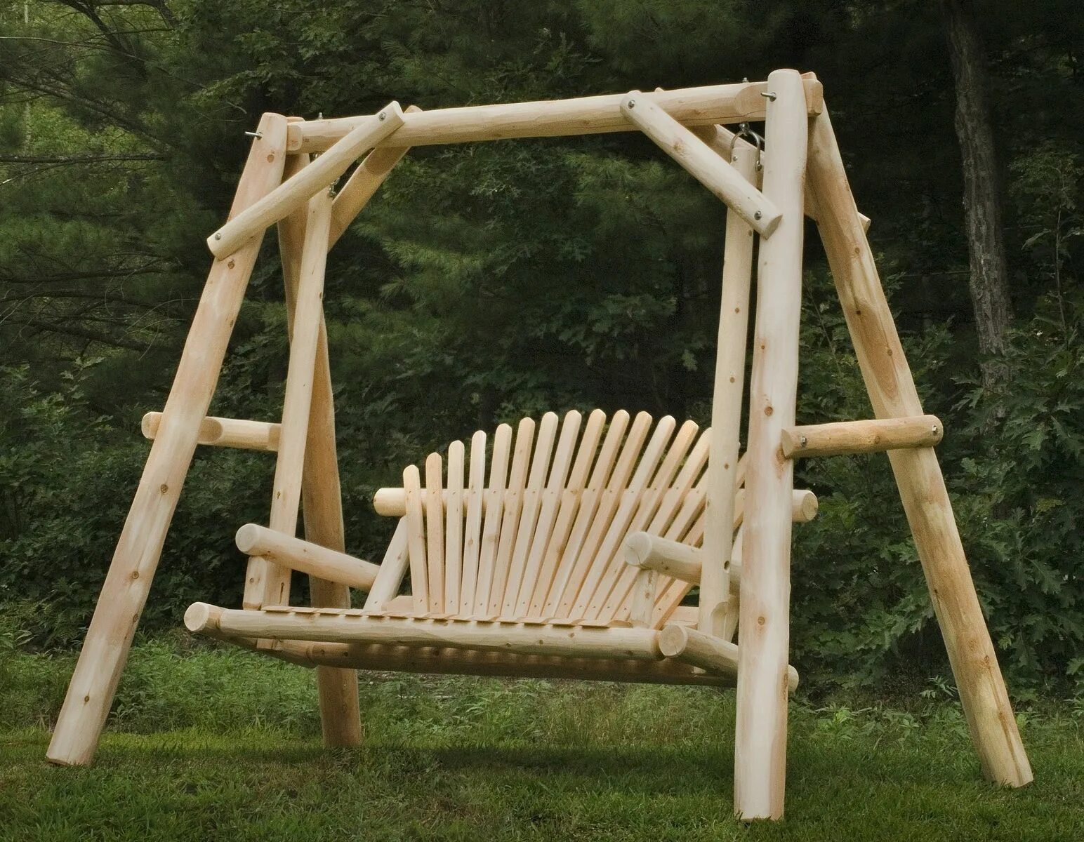 Качели из дерева фото Outdoor Cedar Log Furniture Cedar furniture, Log furniture, Porch furniture