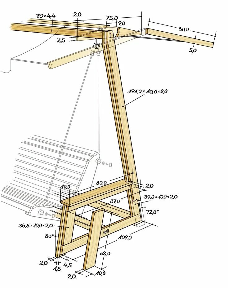 Качели из дерева фото чертежи Urgemütliche und stylische Hollywoodschaukel selber bauen Diy wood projects furn