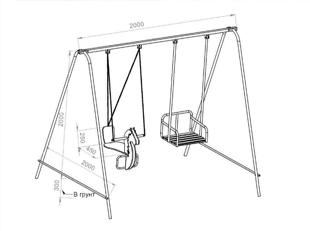 Качели из профильной трубы фото чертежи Садовые качели своими руками - как сделать уличные качели для дачи: виды, размер