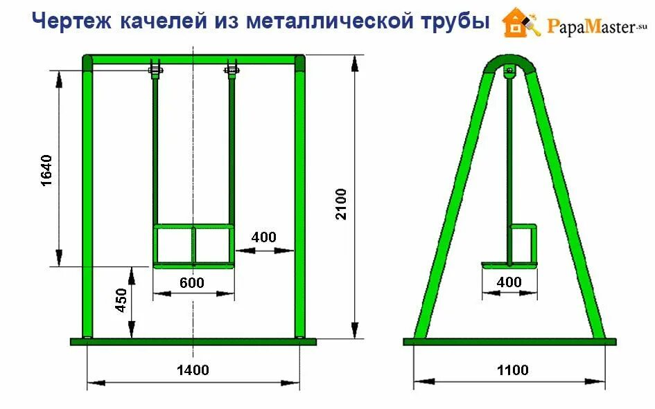 Качели из труб своими руками чертежи Как сделать качели из труб своим руками Качели, Садовые качели, Дизайн игровой п