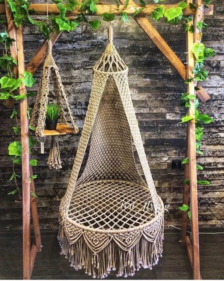 Качели макраме своими руками для дачи Pin on Best of Bohemian Interiors Macrame furniture, Macrame wall hanging diy, M