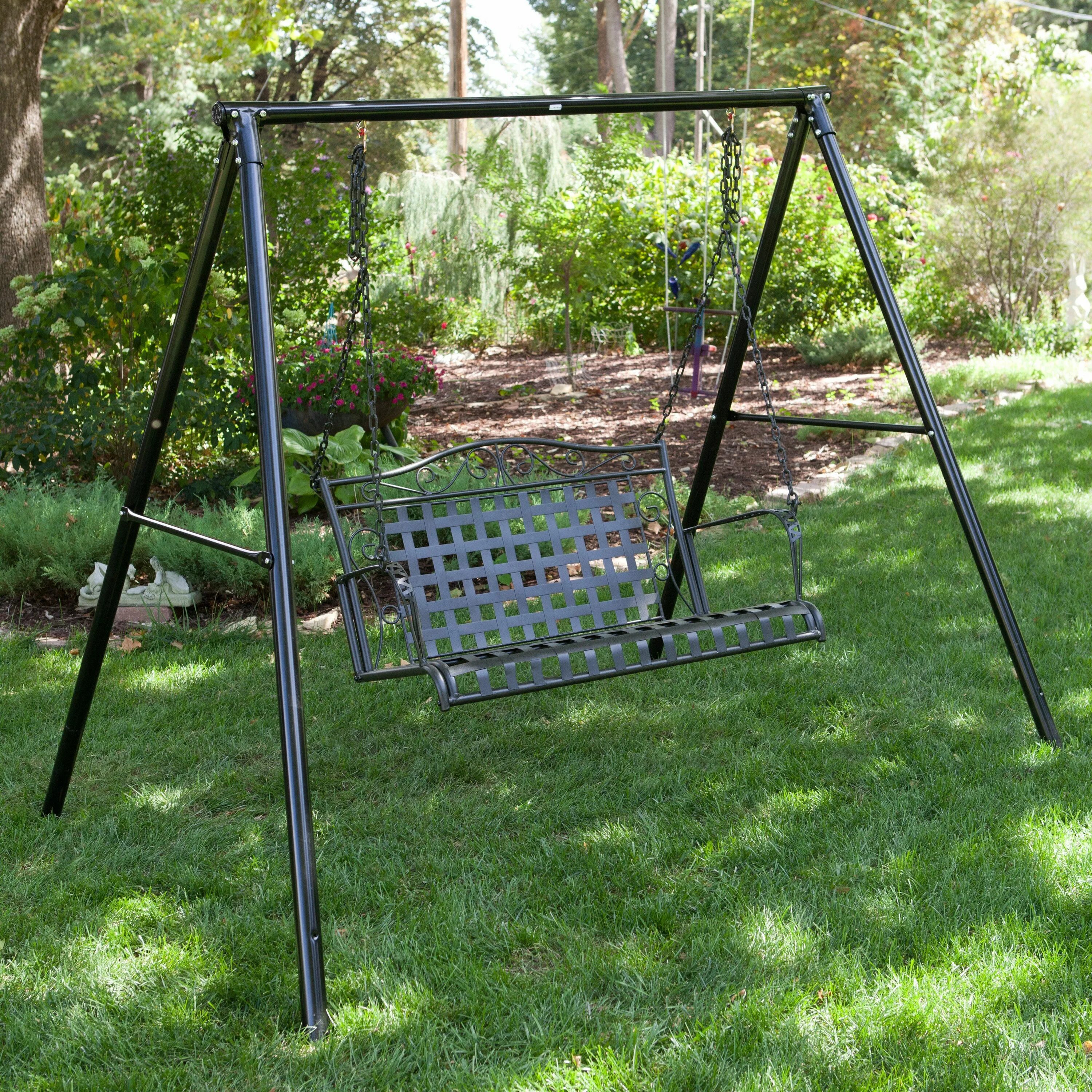 Качели металлическая своими руками для дачи Flexible Flyer Metal Lawn Swing Frame www.hayneedle.com Lawn swing, Swing, Porch