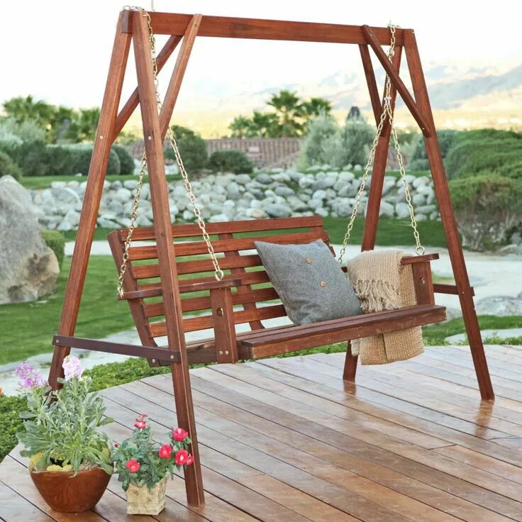 Качели на даче фото Belham Living Richmond Straight Back Porch Swing www.hayneedle.com Porch swing, 