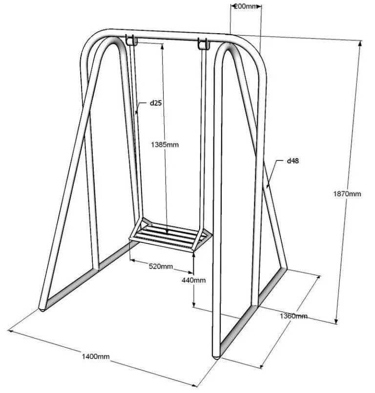 Качели руками чертежи фото Размеры качели фото - DelaDom.ru