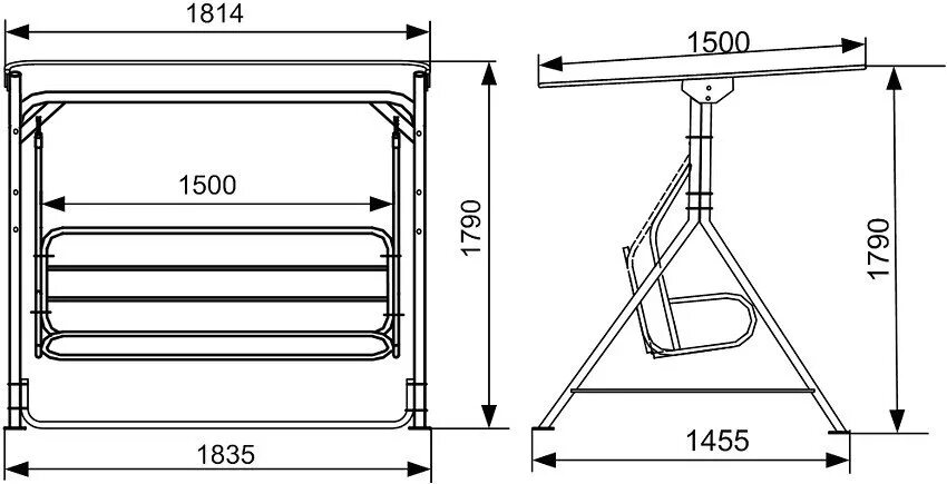 Качели руками чертежи фото Садовые качели из металла своими руками: чертежи, размеры, как сделать для детей