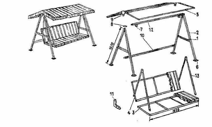 Качели с крышей своими руками чертежи Чертежи и фото садовых качелей своими руками из металла: размеры и Садовые качел