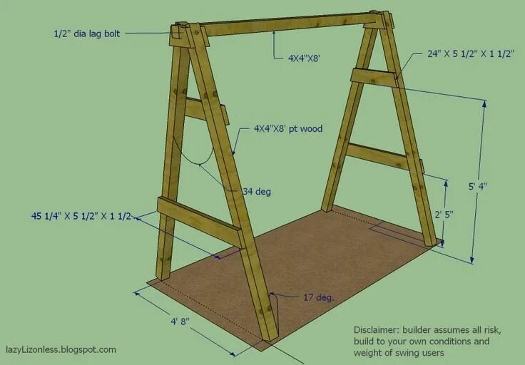 Качели своими руками чертеж фото Lazy Liz on Less: Swing, Set, Go! Columpios de madera, Como hacer columpios, Col