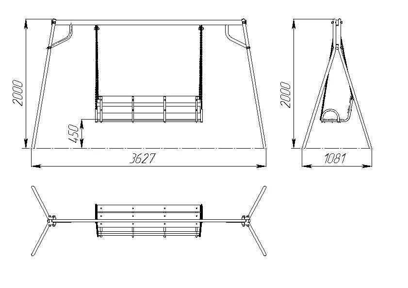 Качели своими руками чертежи Садовые качели из металла, дерева своими руками: чертежи