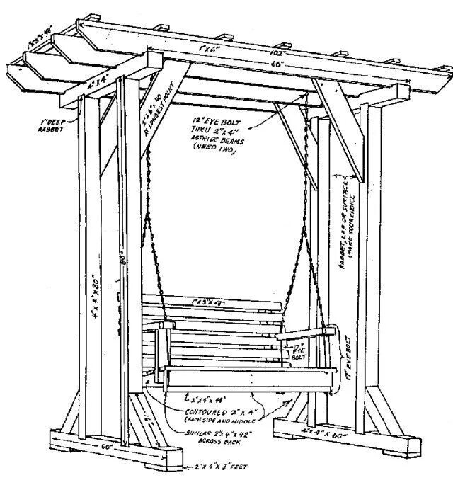 Качели своими руками чертежи пошаговая инструкция History of the Harding Swing in 2024 Diy porch swing, Backyard, Pergola swing