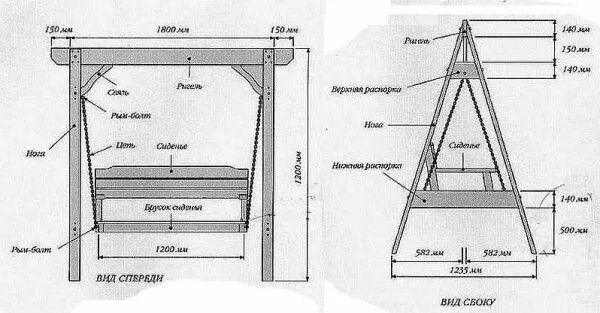 Качели своими руками чертежи пошаговая инструкция Качели своими руками: дачные, садовые, из металла (трубы круглой, профилированно