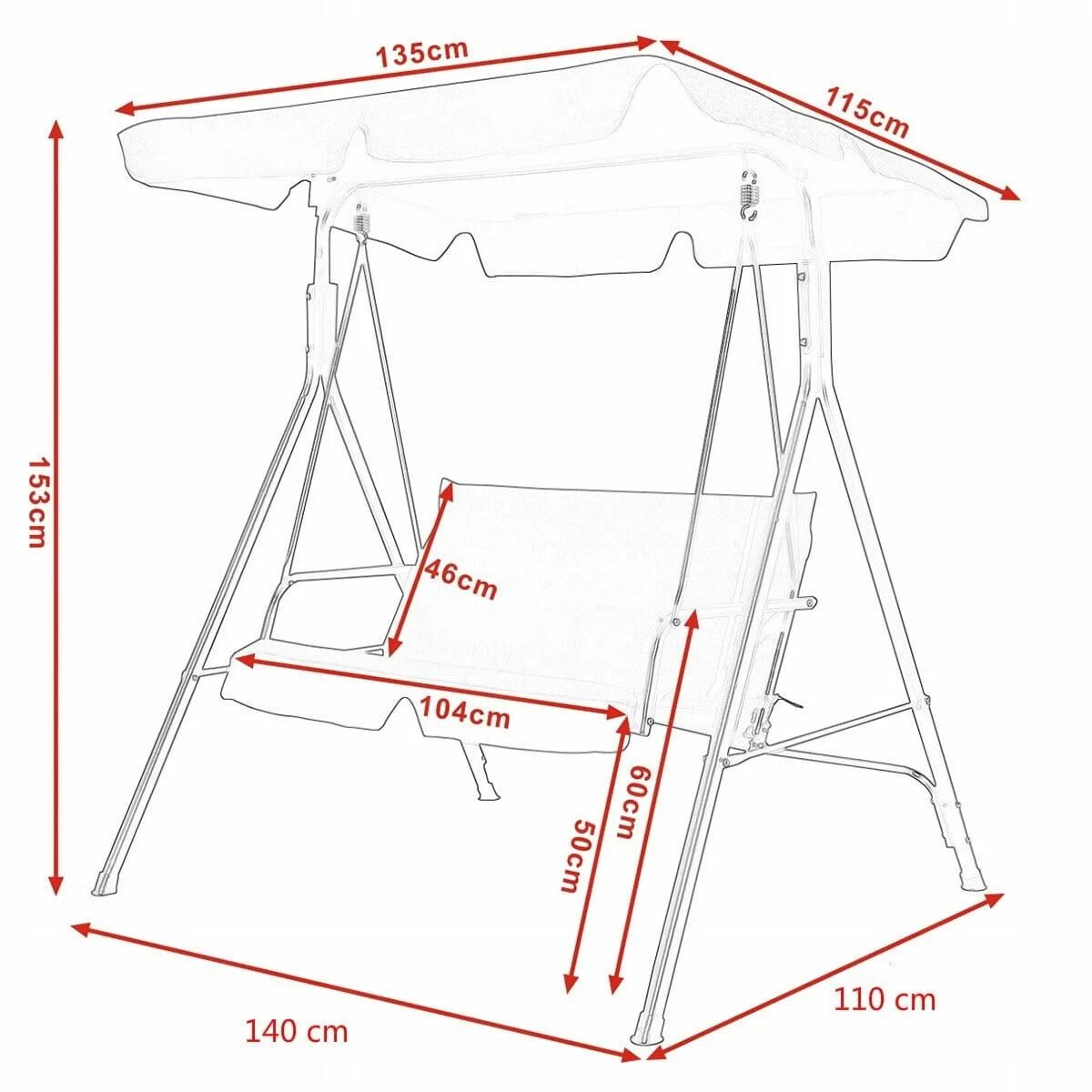 Качели своими руками схемы размеры Huśtawka ogrodowa 2-osobowa z dachem