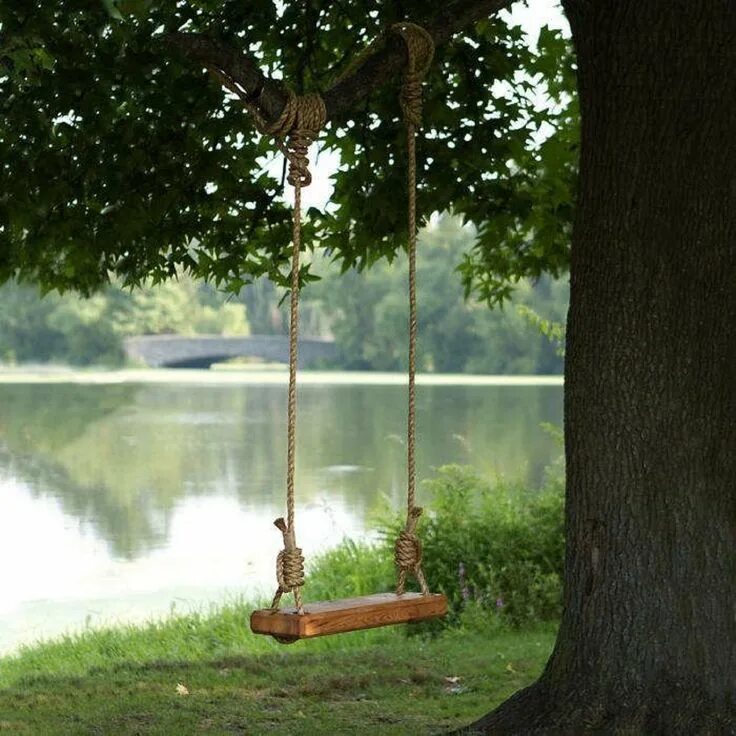 Качели в лесу фото Wooden Tree Swings Unique Wooden Swing Wooden Seat Swing - Etsy Garden swing, Ou