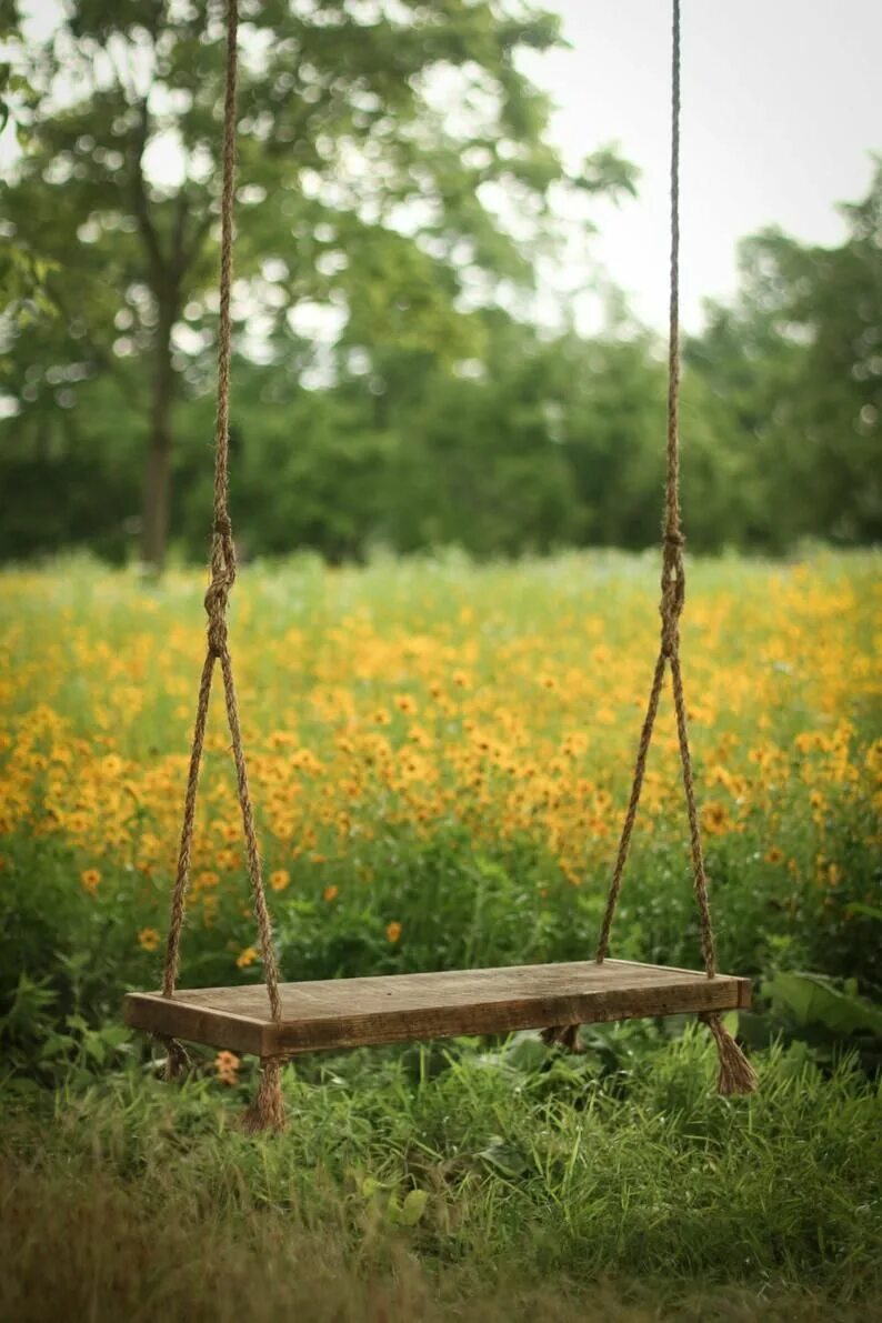 Качели в лесу фото Reclaimed Wood Bench Swing Hanging Rope Swing Rustic Barn Wood Backyard Porch Co