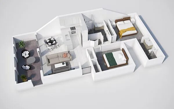 Качественная планировка квартир 3D floor plans on Behance Simple house design, House floor plans, Floor plan des