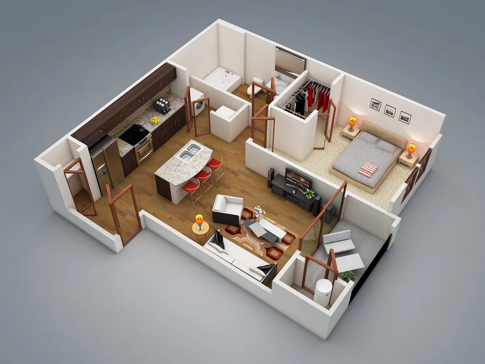 Качественный дизайн проект 3d Floor plans on the basic of 2d blue print. :: Behance