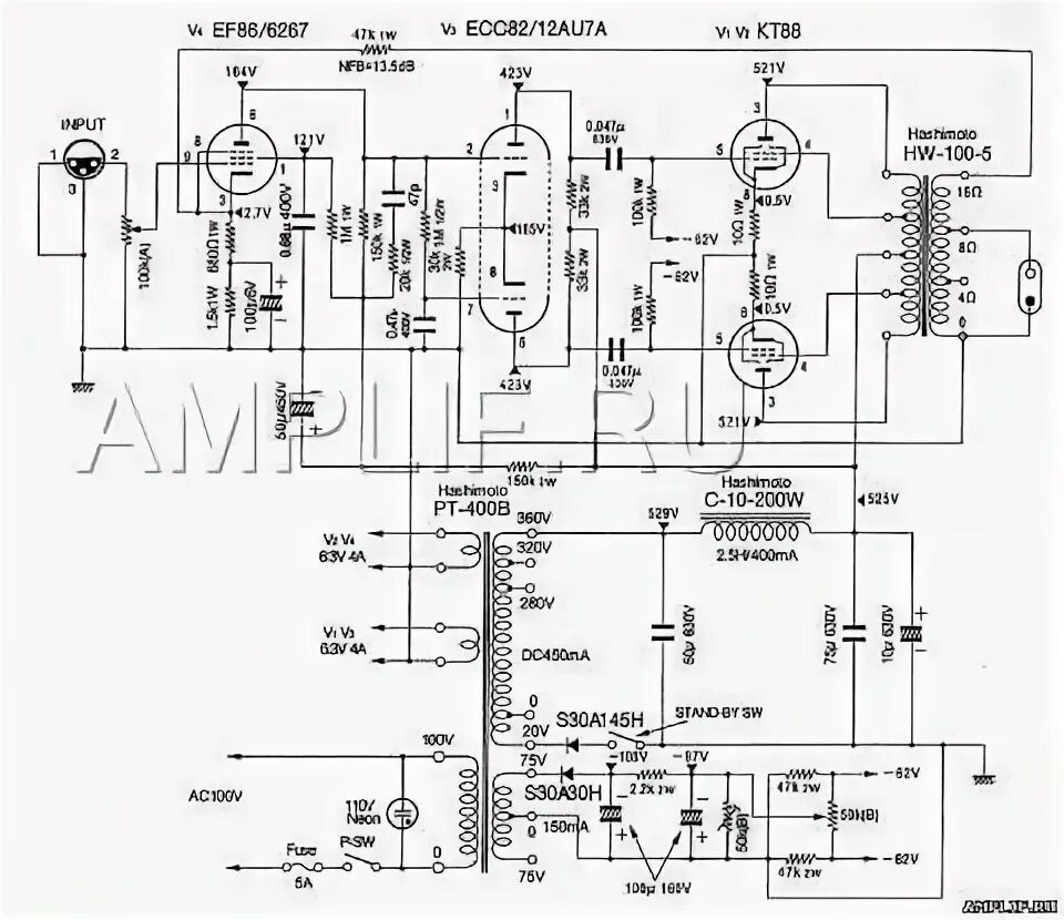 Качество ламповых усилителей схема Ламповый усилитель на КТ88 อ เ ล ก ท ร อ น ก ส