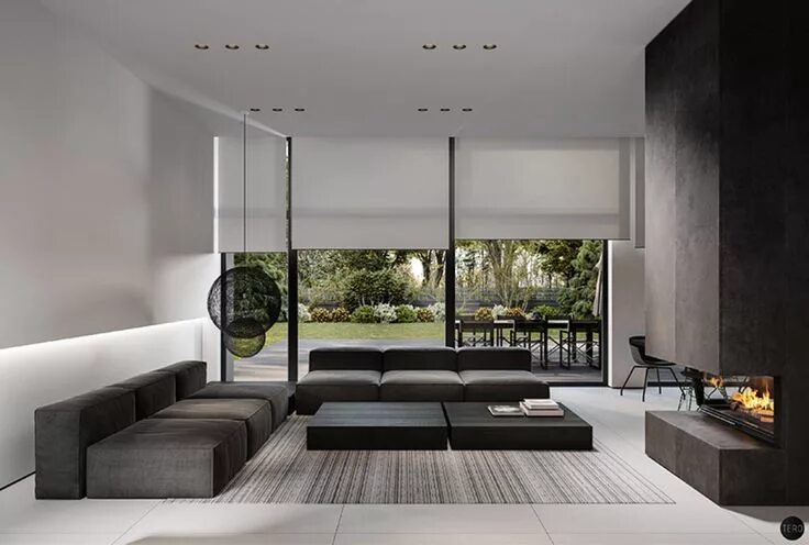 Качество в дизайне интерьера Three black and white interiors that ooze class Luxury living room, White interi