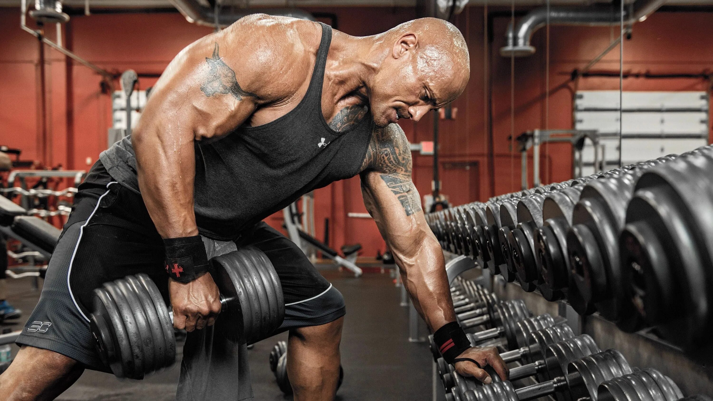 Качка фото зал 3729x2101 dwayne johnson 4k wallpaper image hd The rock workout, Dwayne johnson 