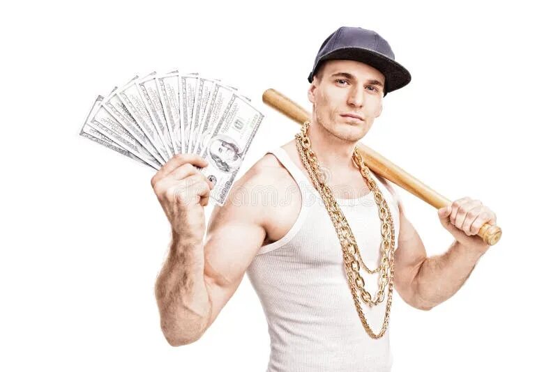 Качок с деньгами фото Thug Holding Baseball Bat and a Stack of Money Stock Photo - Image of rapper, ad