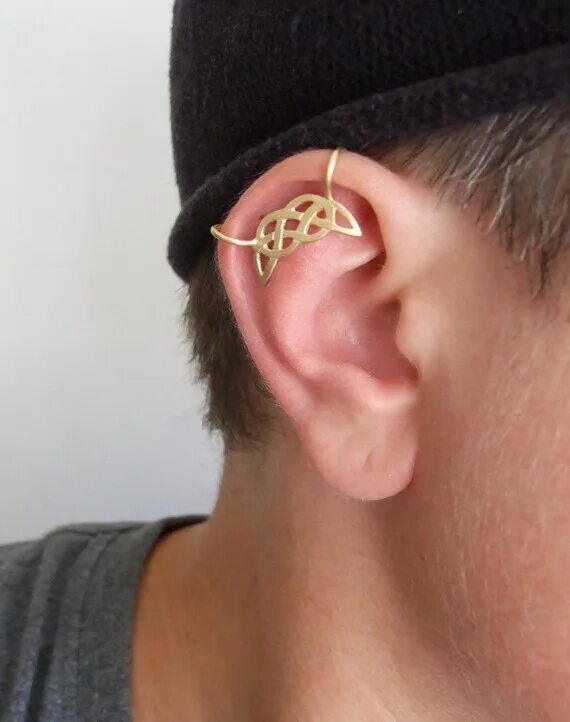 Кафа в ухо фото Gold Plated Silver Braided Celtic Moon Gold Ear Cuff Ear Etsy UK