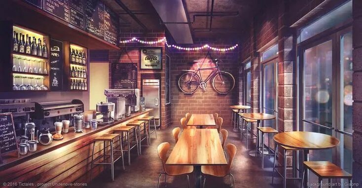 Кафе без людей фото anime bar art - Google Search Anime café, Visual novel, Background