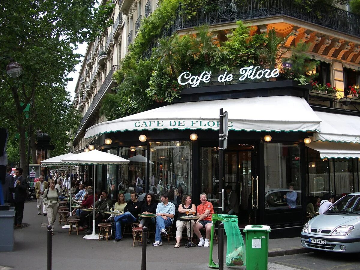 Кафе capitaine в париже фото Файл:St-germain district café de flore.jpg - Википедия