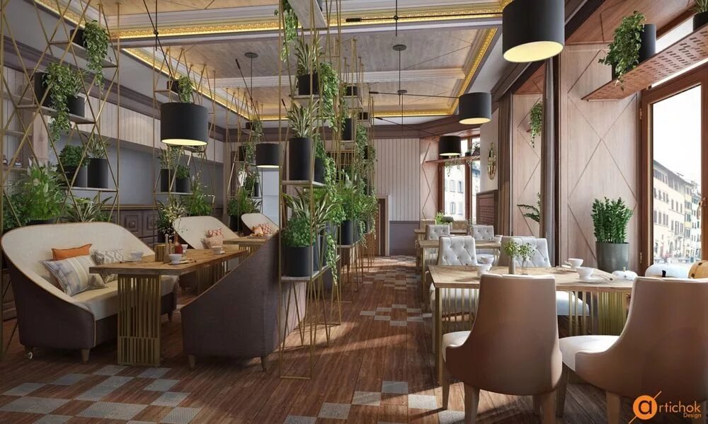 Кафе интерьер москва Restaurant interior design in contemporary style. Light and natural colors, zoni