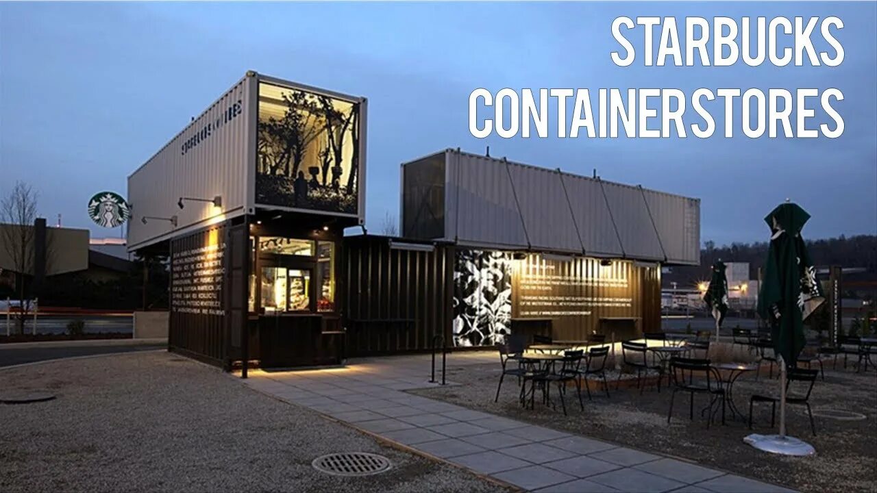 Кафе из контейнеров фото и проекты Starbucks Shipping Container Drive-thru and Walk up Stores in the United States 