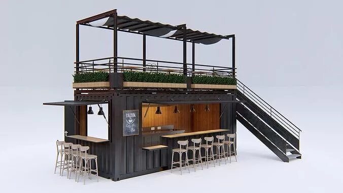 Кафе из контейнеров фото и проекты Container Cafe v2 3d model Container cafe, Container coffee shop, Container bar