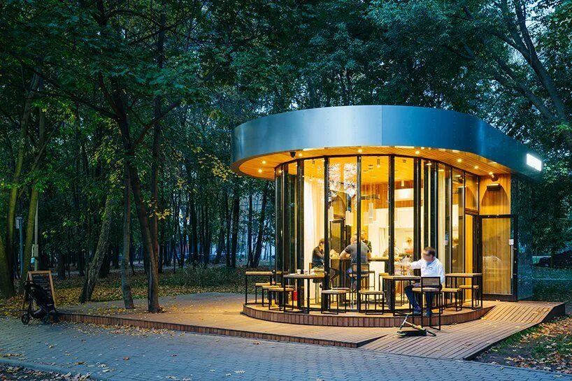 Кафе парк фото metafizika dissolves narton pavilion into moscow's natural scenery Pavilion, Par