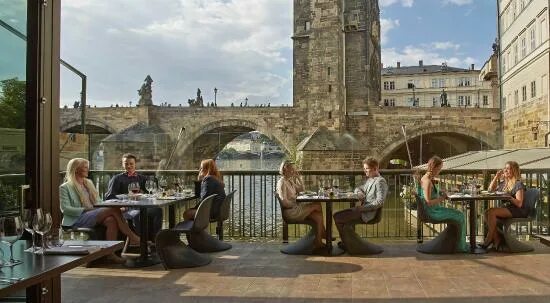 Кафе прага фото Terrace overlooking Charles Bridge - Picture of Restaurace Mlýnec, Prague - Trip