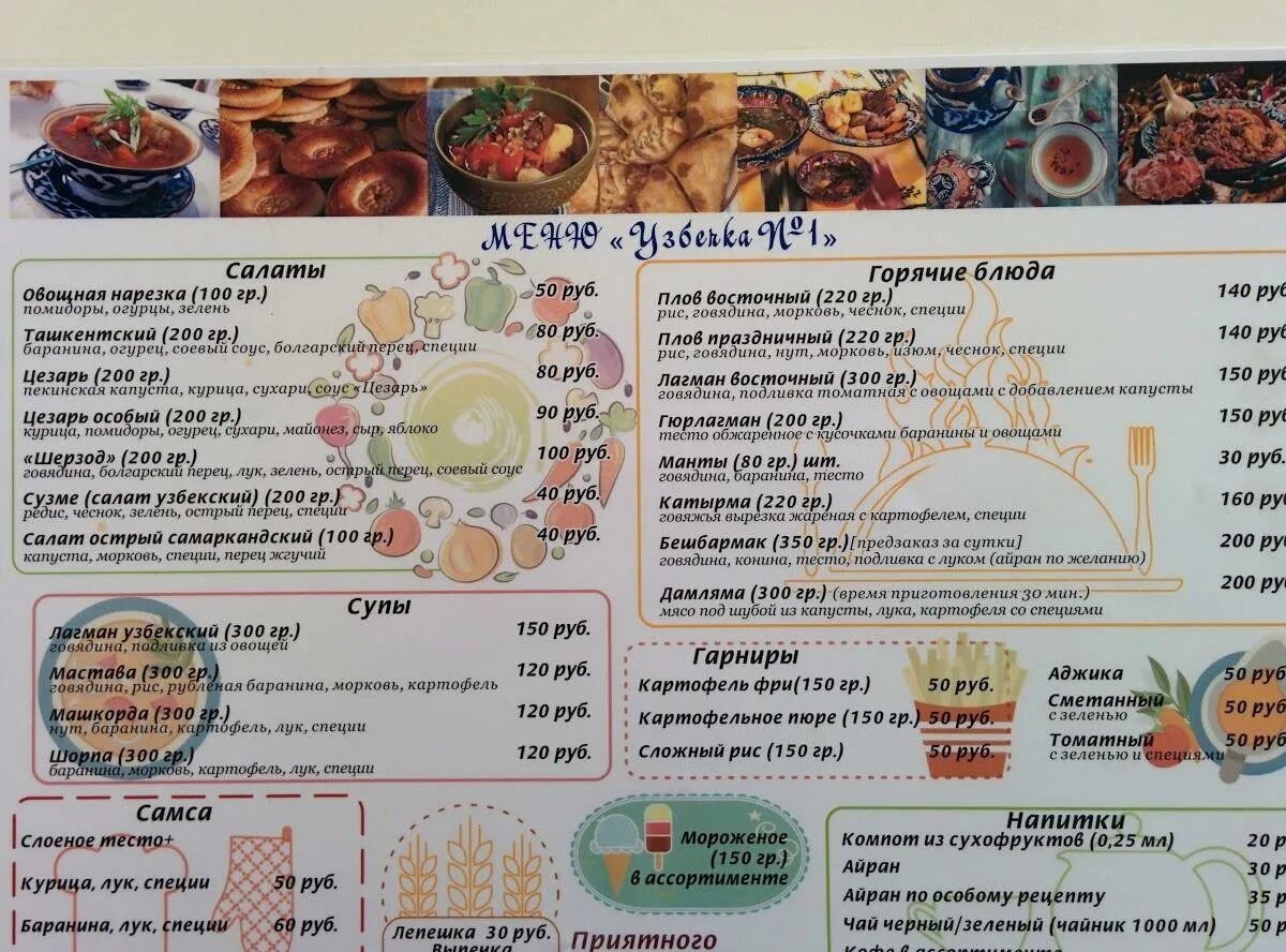 Кафе узбечка пенза меню и цены фото Меню кафе Узбечка № 1, Омск