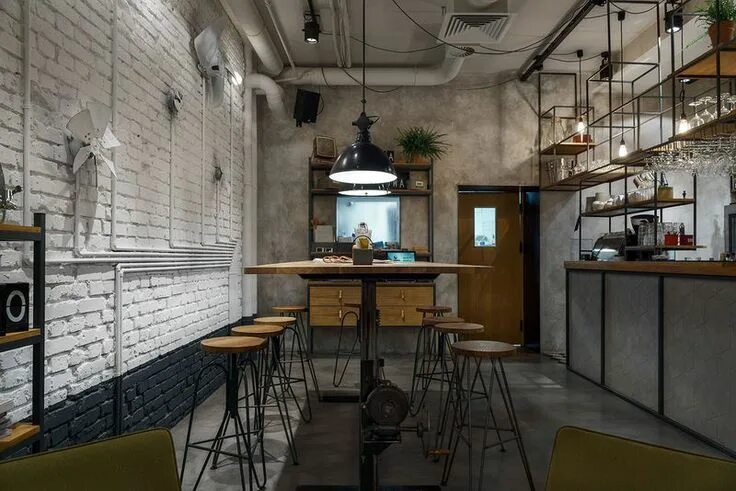 Кафе в стиле лофт Industrial All-Day Cafes Industrial bar design, Industrial restaurant design, In