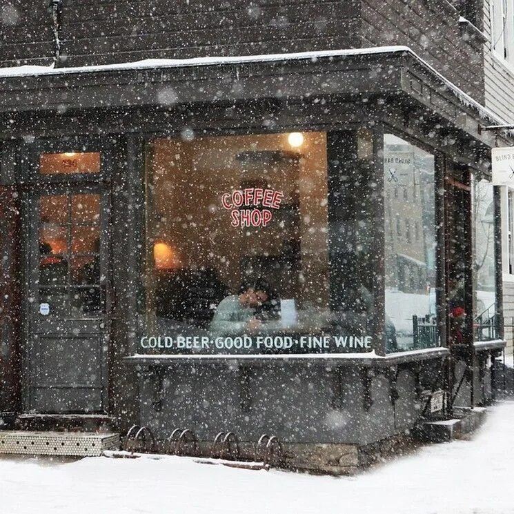 Кафе зимой фото CoffeeNextDoor Seizoenen, Sneeuw