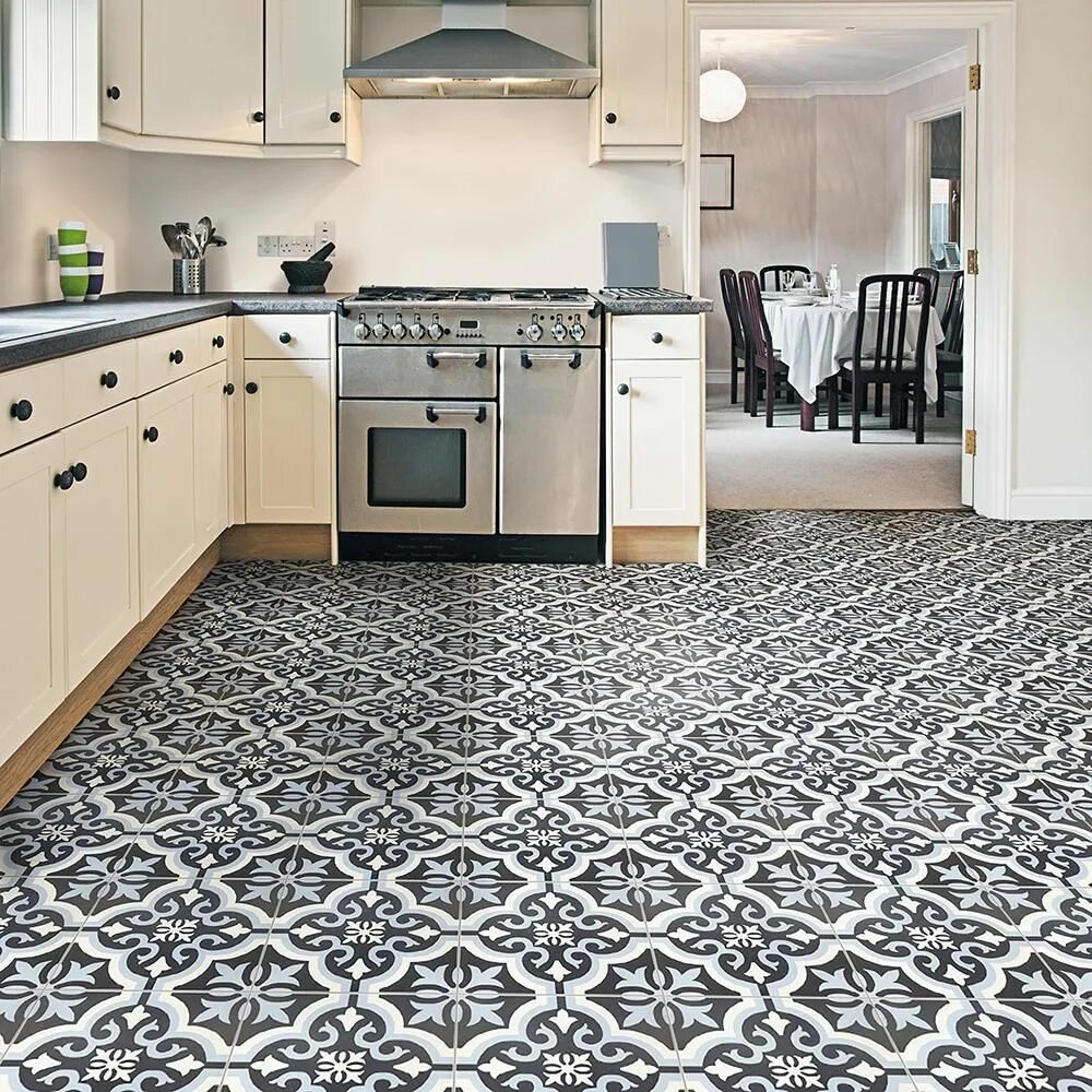 Кафель на кухню на пол дизайн фото Merola Tile Braga Blue 7-3/4 in. x 7-3/4 in. Ceramic Floor and Wall Tile (10.76 