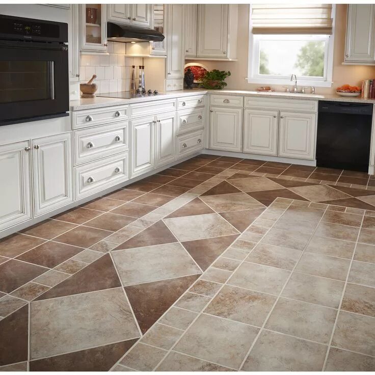 Кафель на кухню на пол дизайн фото Style Selections Mesa Beige 6-in x 6-in Porcelain Floor and Wall Tile (Common: 6