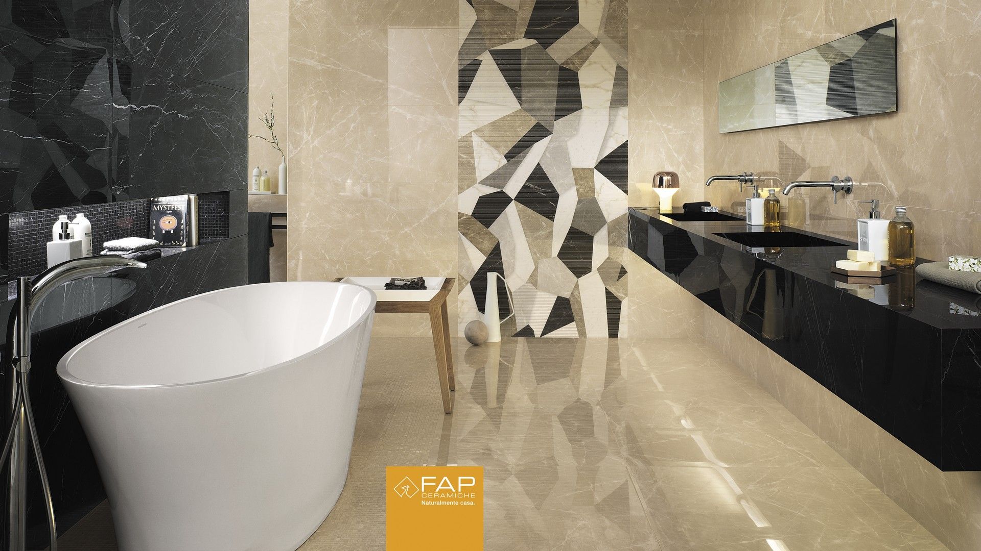 Кафель современный дизайн Плитка керамическая FAP Ceramiche Fap Roma Diamond 50x120 120 см x 50 см, бежевы