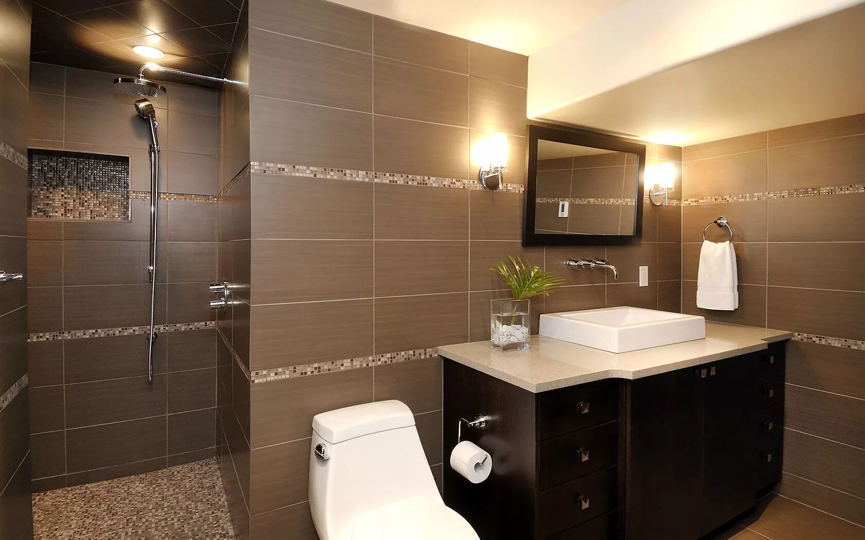 Кафель туалет ванна фото дизайн Atmosphere Interior Design Saskatoon Best bathroom designs, Brown tile bathroom,