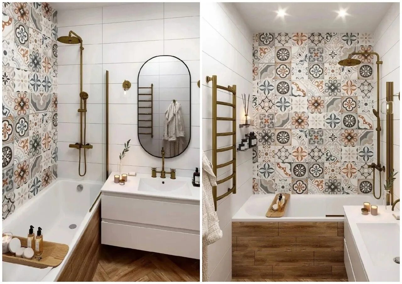 Кафель в ванной дизайн Beautiful bathroom with original tiles Interior 2023 Интерьер VK