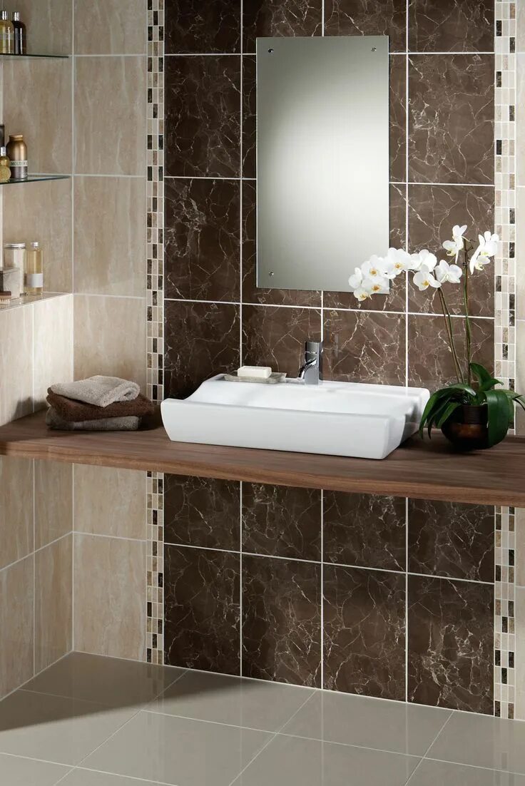 Кафельная плитка дизайн фото 1 MLN Bathroom Tile Ideas Darker tile inside the shower and accent border? Moder