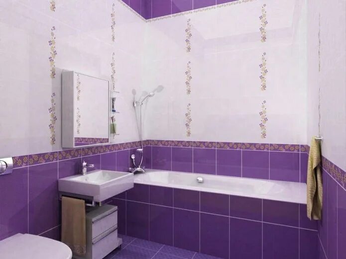 Кафельная плитка в комнате фото ванная комната фиолетового цвета Purple bathrooms, Corner bathtub, House