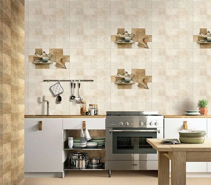 Кафельные стены на кухне фото 30x60 cm - Digital Kitchen wall tiles, Kitchen wall tiles design, Kitchen tiles 